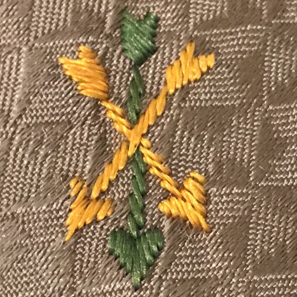 Vintage Mens Silk Tie Tan Embroidered Unique Rare Designer - Picture 2 of 5